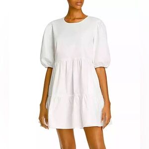 Aqua Tiered Poplin Mini Dress